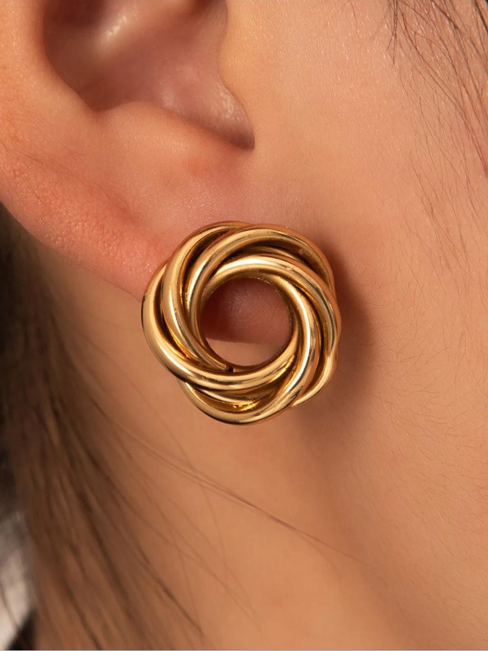 Twisted Knot Gold Stud Earrings - Women Jewelry Earrings